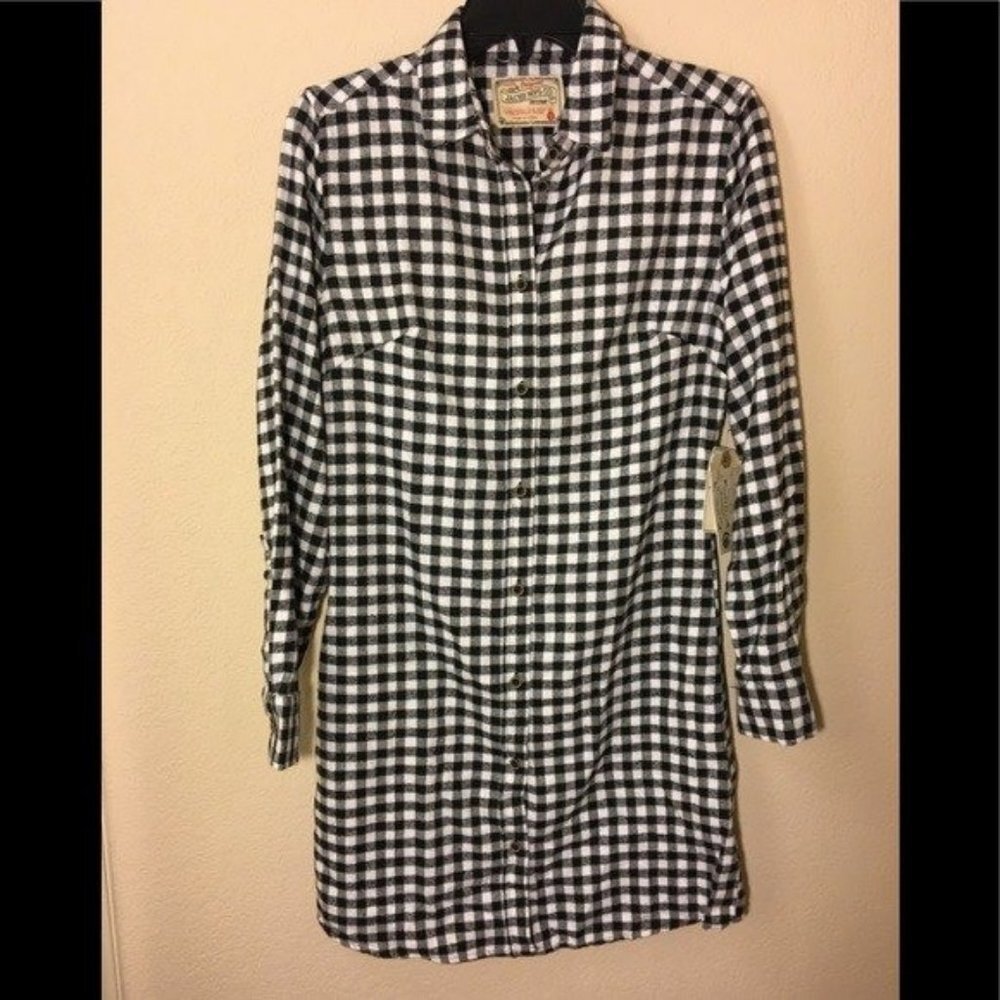 Jach's SMALL Button Down Manufacturing Black Gingham Flannel Dress